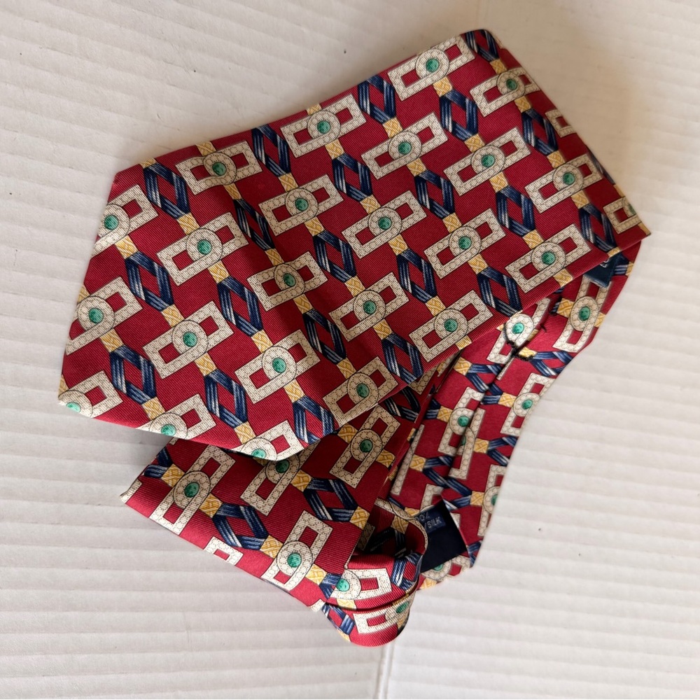 Burberry Red and Blue Geometric Tie - Picture 3 of 7